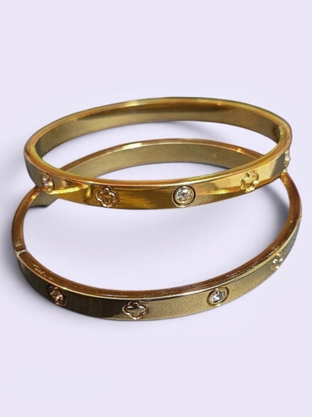 Mr. Nice 18K Gold Crystal Accent Bangle Bracelets Like New CZ